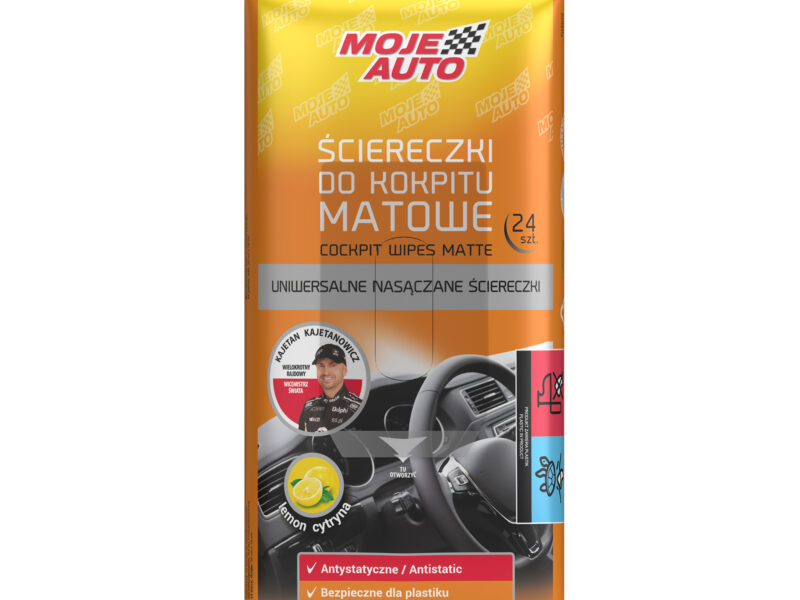 MOJE AUTO - Ściereczki do Kokpitu Matowe - Cytryna - 24 szt.