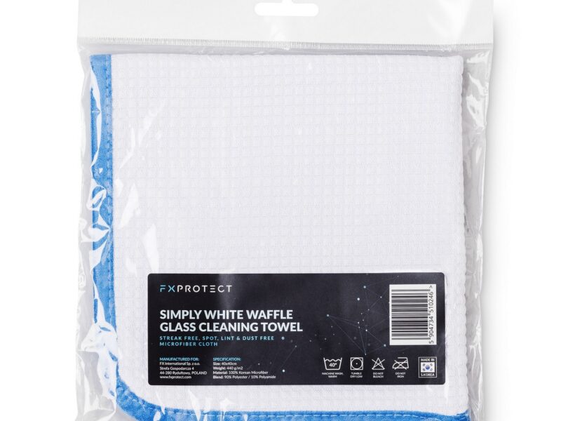 FXPROTECT Simply White Waffle Glass Cleaning Towel – mikrofibra do powierzchni szklanych